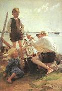Albert Edelfelt shipbuilders oil painting on canvas